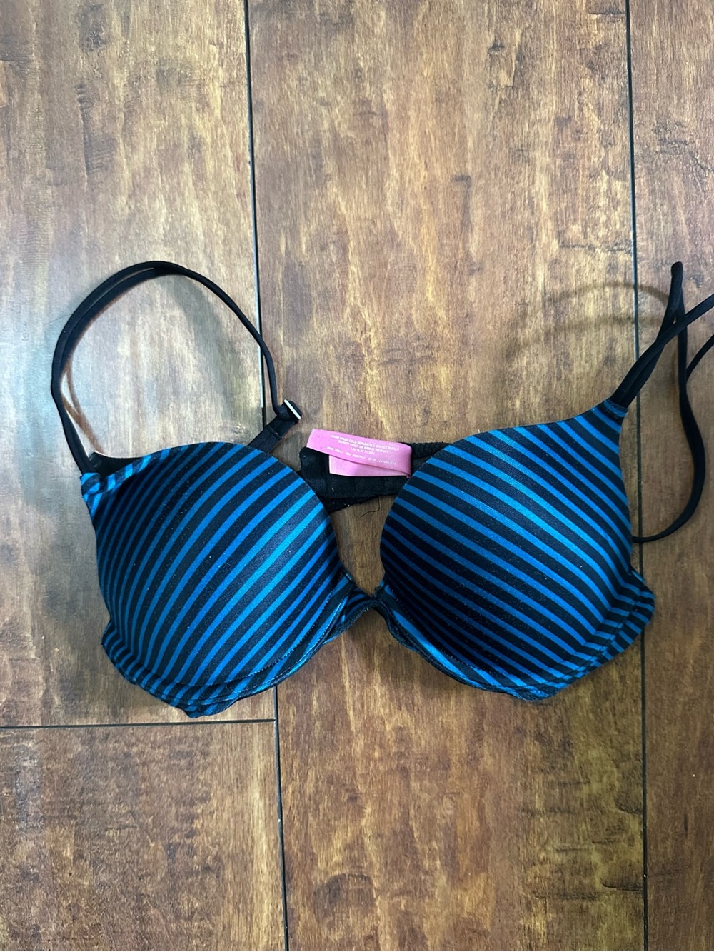 Victoria’s Secret PINK blue and black stripe push-up - 34A